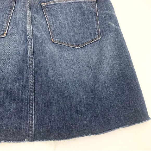 J. Crew Mercantile Blue Denim Frayed Raw Edge Factory Distressed Mini Skirt - Picture 12 of 16